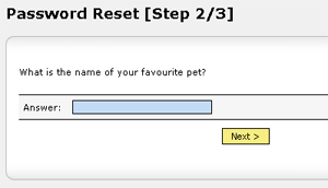 Password reset step 2