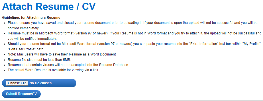 My Resume choose file